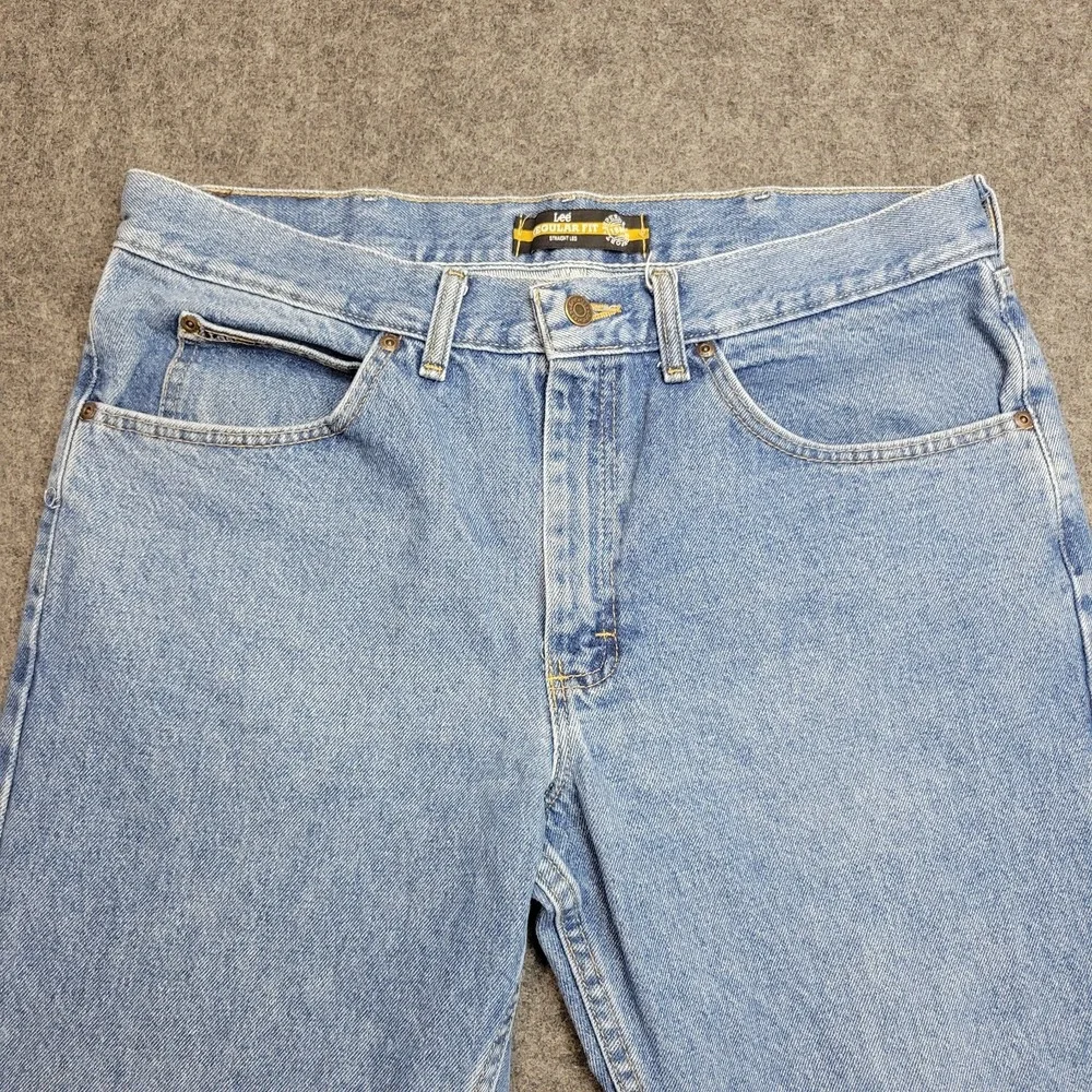 Lee Jeans Mens 38x30 Blue Denim Boho Streetwear Grunge Regular Fit Straight Leg